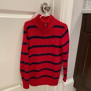 Polo striped red/ navy size 7 half zip. Great!